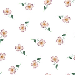 Delicate floral pattern showcasing pastel blooms on a clean white background