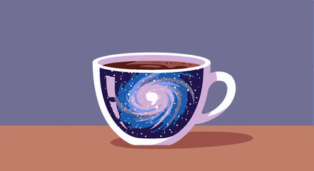 Cosmic Coffee Cup with Swirling Galaxy Design.