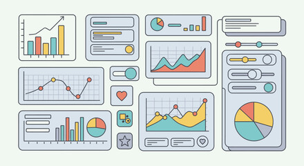 Data Visualization Elements and Infographics for Business Analytics.