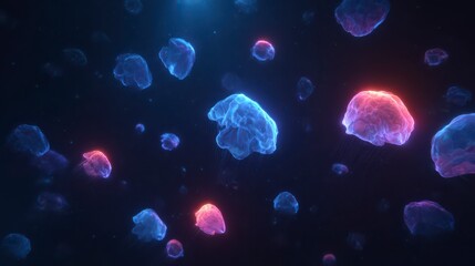 Fototapeta premium A mesmerizing display of radiant, otherworldly celestial bodies floats gracefully against a vast