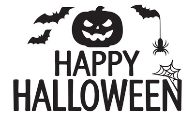 Halloween Silhouette Graphic &ndash; Pumpkin, Bat, and Spider Vector for Festive Designs