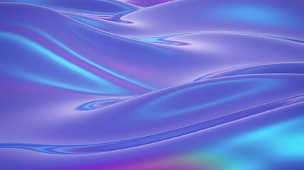 Holographic fluid texture with vibrant blue and purple gradients creating an abstract wave pattern.