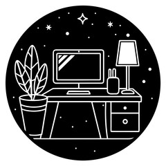 Digital Artist Influencer Workspace Vector Illustration