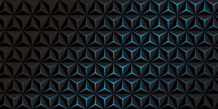 Dark hexagon abstract technology background with bright flashes under the hexagon. Hexagon game vector abstract technology background.