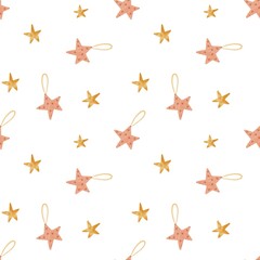 Watercolor Christmas star ornament seamless pattern