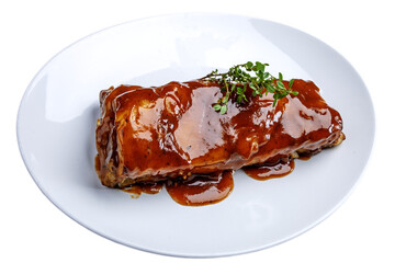 roast ribs pork with barbecue sauce