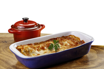 Lasagna and red wine, Italian cuisine