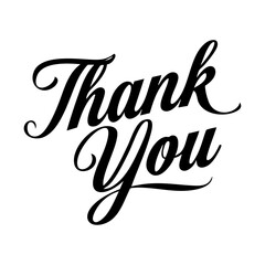 Graceful “Thank You” hand-lettered calligraphy text, ideal for cards, packaging, branding, wedding stationery, or customer appreciation designs.