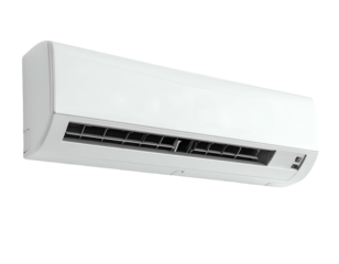 White wall-mounted cooling unit with adjustable louvers