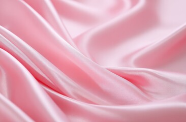 Fototapeta premium Close-up of Soft Pink Satin Fabric with Smooth Elegant Texture and Gentle Folds