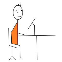 man working in office stick figure office stup atmosphere happy worker productivity.eps