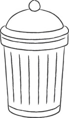 Metal trash can with domed lid