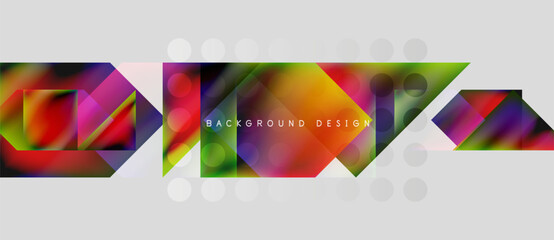Fototapeta premium Abstract geometric shapes, vibrant colors, modern design. Gradient overlays create dynamic visual effect. Minimalist style, clean presentation.