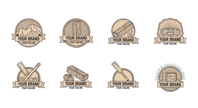 Collection of Vintage Barber Shop Emblem Logos and Badges.