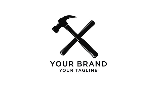 Hammer and Cross Symbol for Construction and Repair Services.