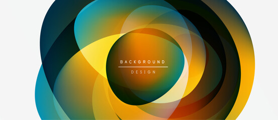 Obraz premium Abstract layered circles create dynamic visual effect. Warm, cool colors blend, forming modern background design. Text reads background design.