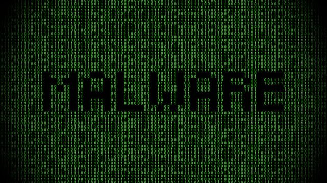 Message malware on digital binary code background