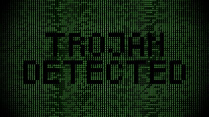 Message trojan detected detected on digital binary code background - Powered by Adobe
