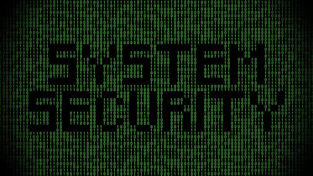 Message system security on digital binary code background