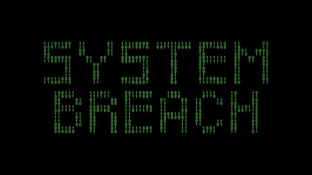 Message system breach on digital binary code background