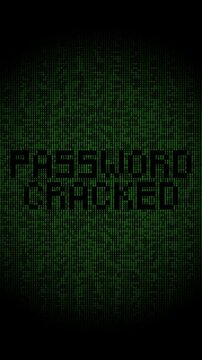 Message password cracked on digital binary code background