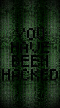 Message you have been hacked on digital binary code background