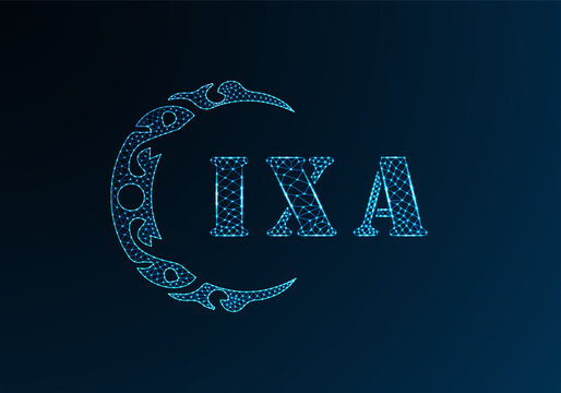 Low poly letter logo IXA design. IXA letter logo low poly vector design on blue color gradient background. IXA logo low poly design