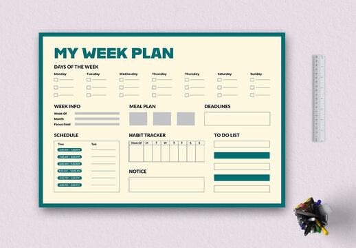 Classic Landscape Weekly Planner Layout