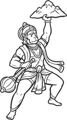Fototapeta premium Hanuman mythical monkey god Icon with mace for hindu symbolism