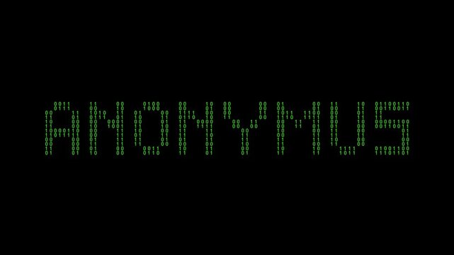 Binary anonymous hacking animation with dark digital system.