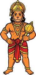 Hanuman mythical monkey god Icon with mace for hindu symbolism