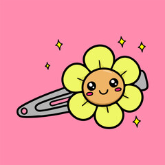 Cute Flower Hair Clip Vector Illustration
