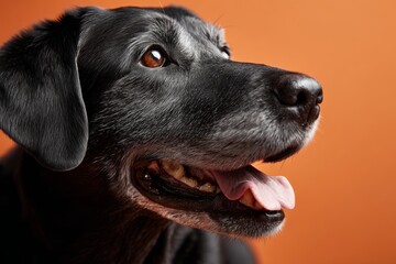 labrador retriever isolated on pastel orange background