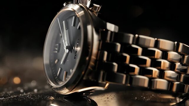 Elegant wristwatch with a metallic strap
