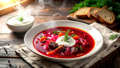 Traditional Ukrainian Borscht &ndash; Rich Beetroot Soup with Beef - Winter Comfort Food