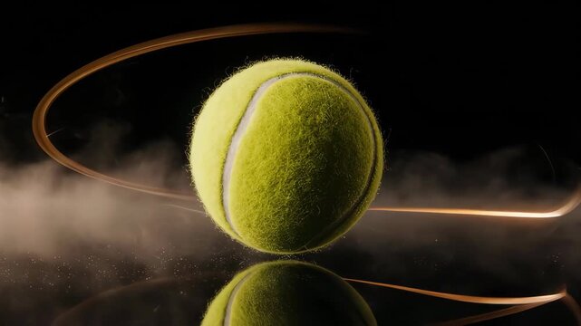 Tennis ball in motion with a trail effect, capturing the essence of sport in studio setting