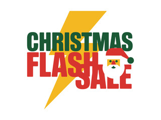Christmas flash sale announcement featuring Santa Claus and a lightning bolt graphic.