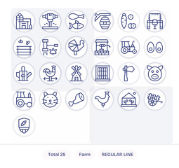 Farm Vector Icon Repository containing 25 Regular Line 256x256 PIXEL Perfect graphics