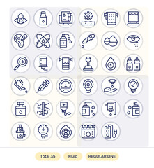 Fluid including 35 Retina Ready Regular Line Vector Illustrations