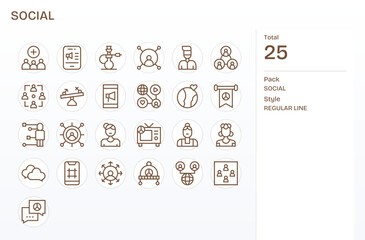 Social Ultimate Vector Package with 25 128x128 Regular Line Editable Icons