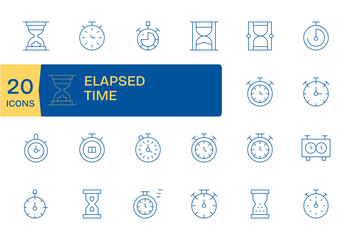 20 Thin Line Editable Vector Icons tailored for Elapsed Time Retina Ready interface
