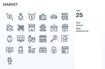 25 Regular Line Display Perfect Vector Icons for Market Graphics