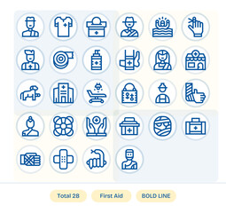 First Aid Vector Graphics featuring 28 Bold Line Pixel Aligned Retina Ready Designs