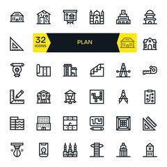 32 Bold Line Display Perfect Vector Icons tailored for Plan High Resolution interface