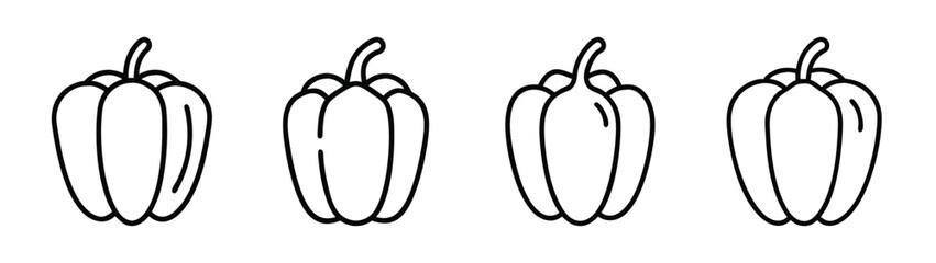 Outline bell pepper drawing vector illustration, healthy food, fresh vegetable, simple clip art