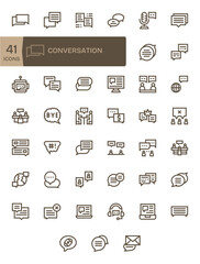 41 Editable Vector Icons themed around Conversation in 64x64 Bold Line format
