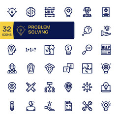 Problem Solving Ultimate Vector Package with 32 128x128 Bold Line Pixel Aligned Icons