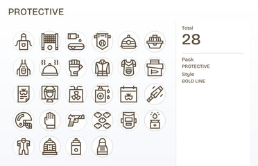 Protective Modern Vector Collection with 28 Bold Line 256x256 Grid Fitted Icons