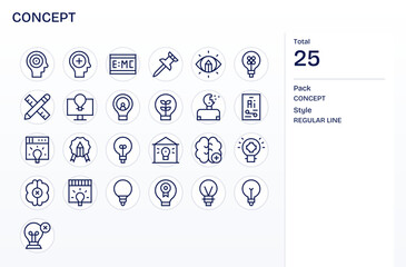 25 Regular Line Vector Icons for Concept in crisp 256x256 Editable resolution