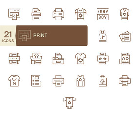 25 Retina Ready Grid Fitted Vector Icons for Print in Regular Line Theme